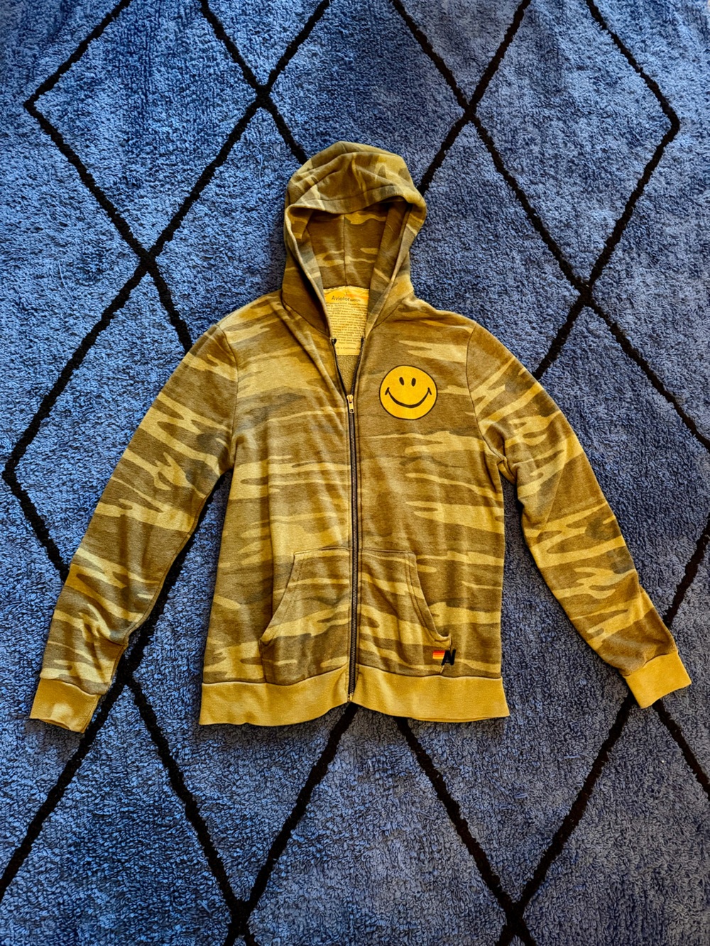 Aviator Nation Camo Zip Hoodie with Smiley Patch